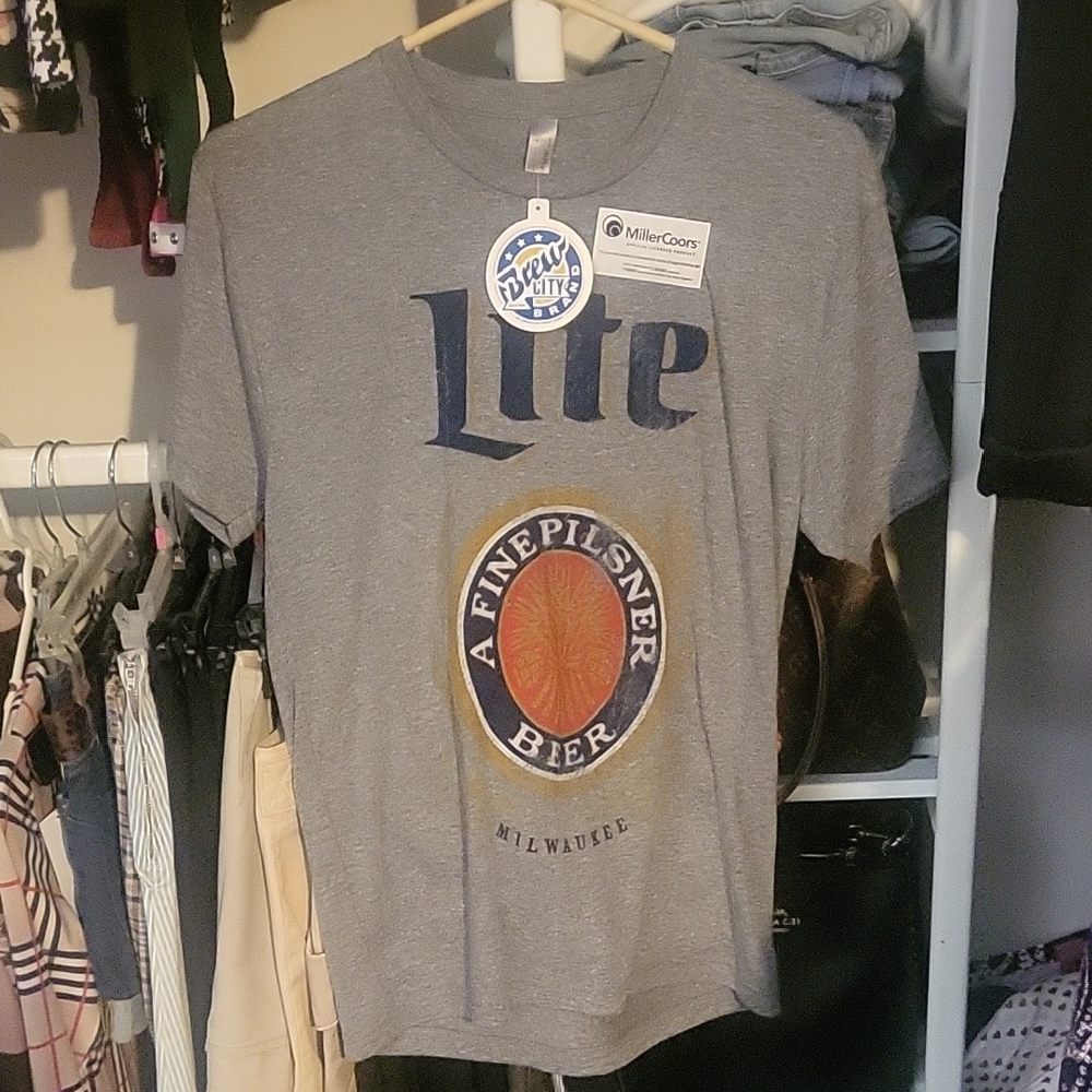 Gray Miller Lite Graphic T-Shirt